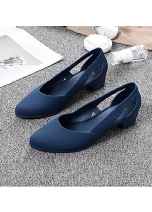 Giầy nhựa nữ đi mưa đế xuồng có gót thoáng 2 bên bít mũi trơn 1 mầu đẹp GNN17