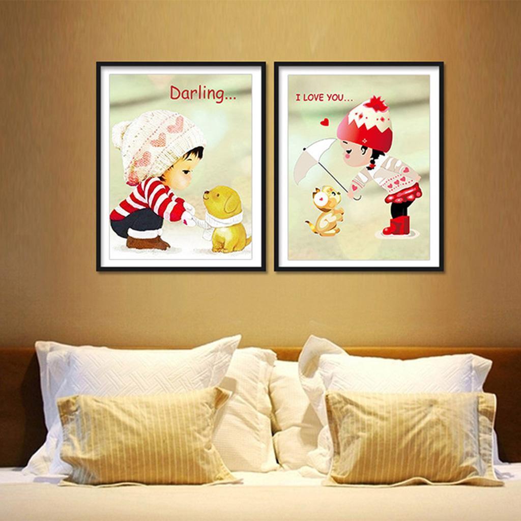 5D Diamond Painting Cross Stitch Embroidery kit Rhinestones Cartoon Boy and Dog Pictures for Living Room Wall Decor