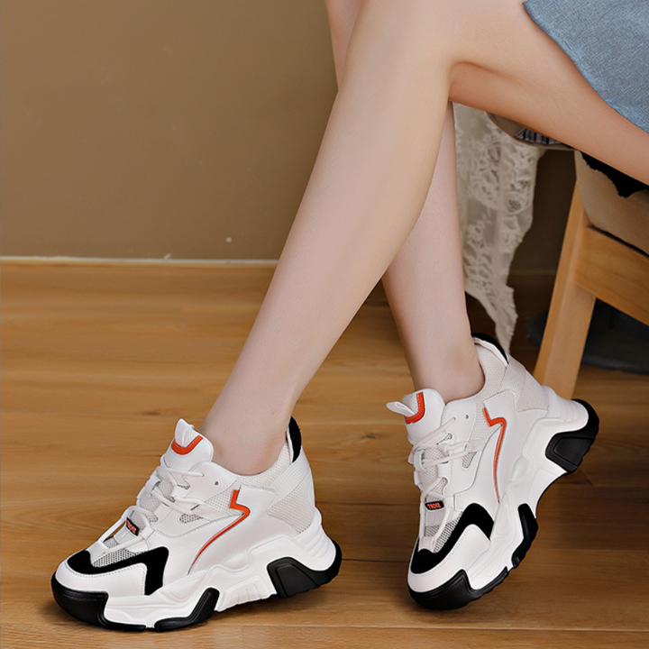 Giày Sneakers Lưới viền Cam 7cm PS399-1275