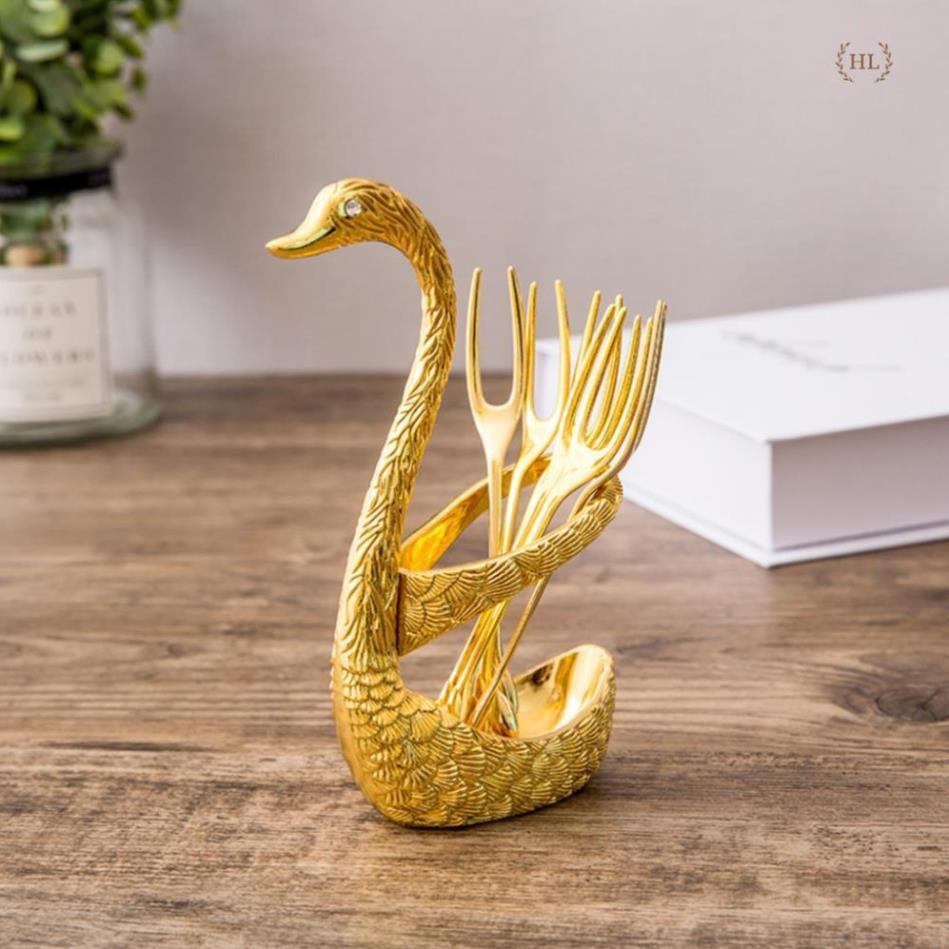 Thiên Nga Hoàng Gia Hợp kim đồng khảm đá + 6 Thìa or Nĩa | BỘ THÌA NĨA THIÊN NGA HOÀNG GIA HỢP KIM CAO CẤP