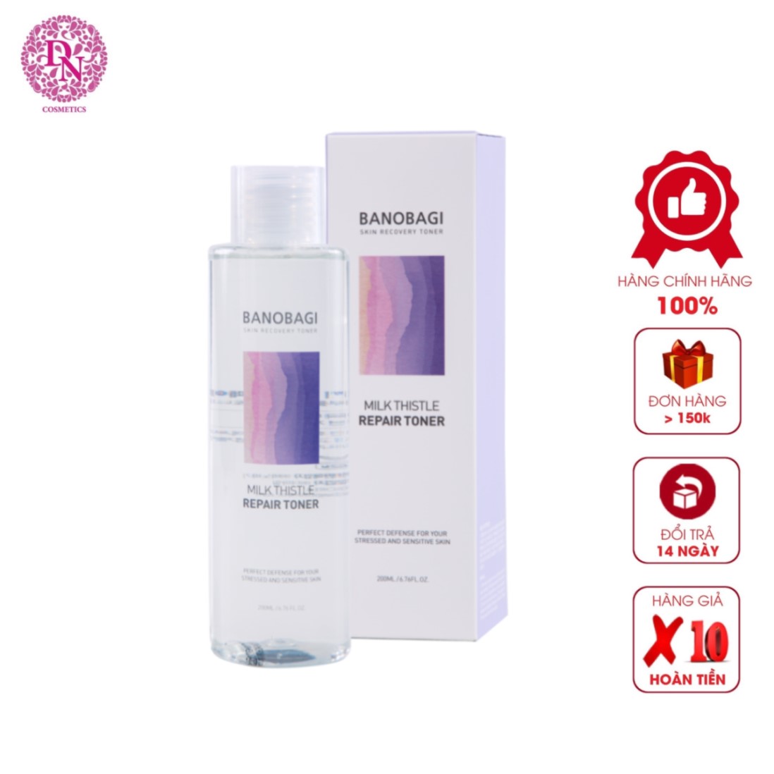 Nước Hoa Hồng Dưỡng Ẩm Phục Hồi Tái Tạo Da Chuyên Sâu Banobagi Milk Thistle Repair Toner 200ML