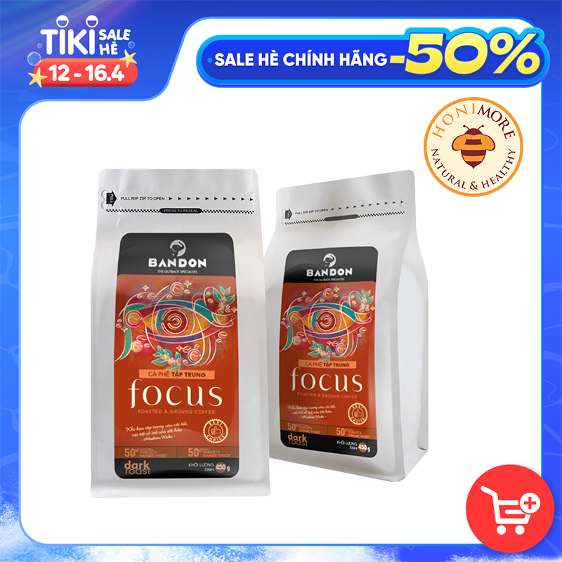 Cà phê phin nguyên chất rang xay mộc sạch BANDON FOCUS 450g đắng đậm, thơm nồng - Cà phê đặc sản