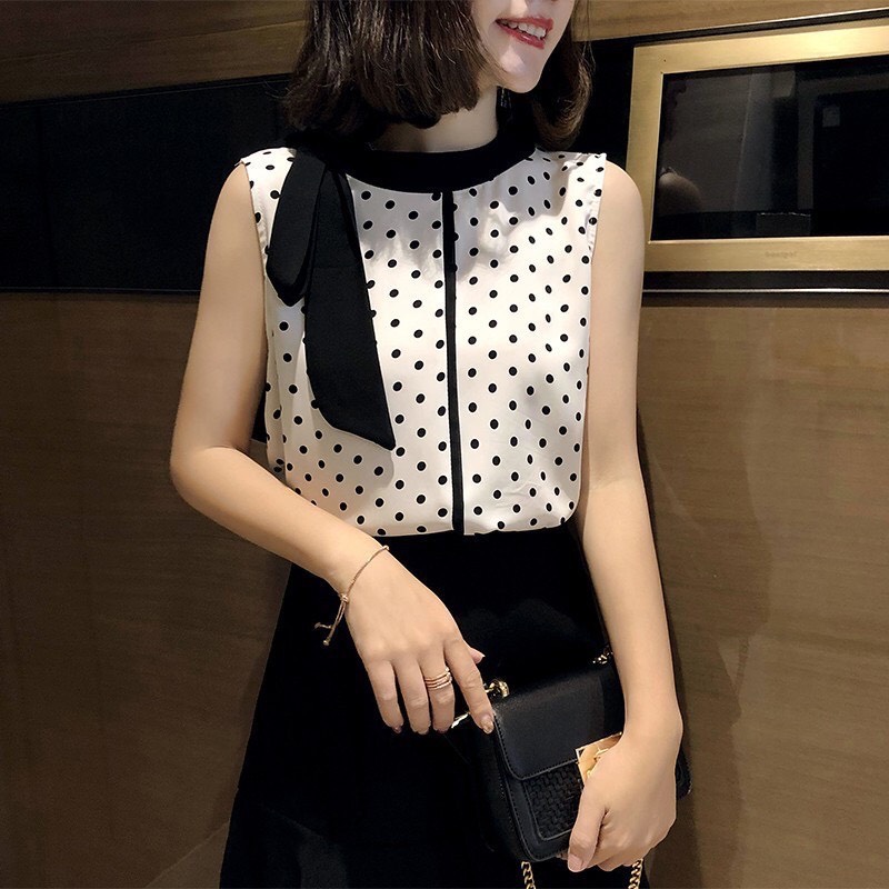 Áo kiểu nữ buộc nơ cổ duyên dáng