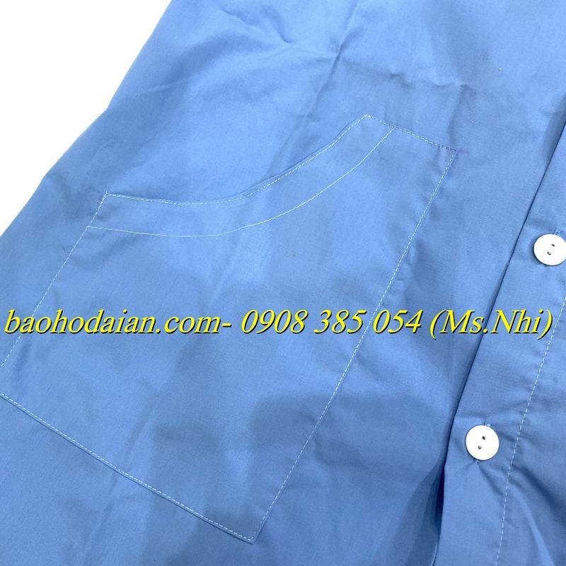 Áo tạp vụ ngắn tay dành cho nữ lao công chất liệu vải lon Nhật- Hình thật