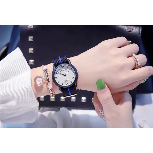 Đồng hồ nữ Doukou chính hãng mặt dạ quang sáng trong đêm tối dây vải thời trang năng động