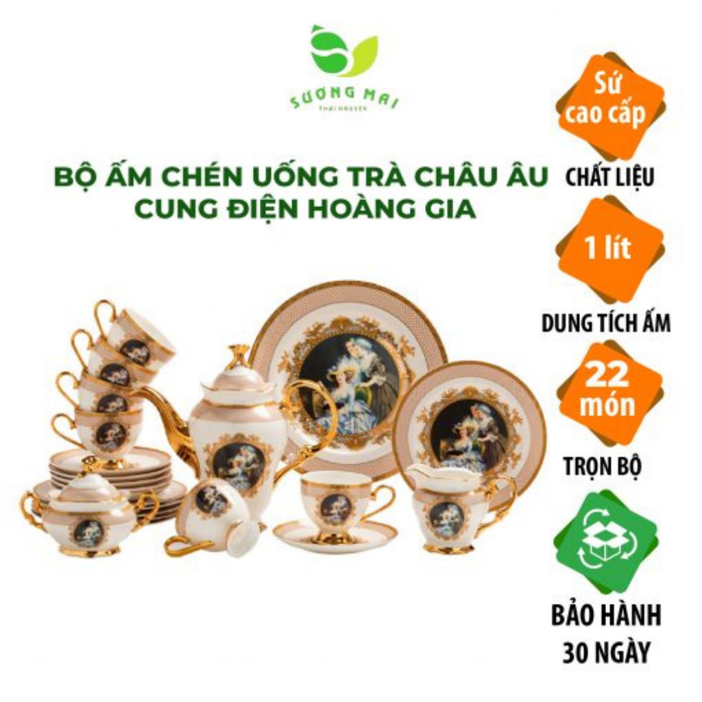 Bộ Ấm Chén Uống Trà Châu Âu Cung Điện Hoàng Gia SƯƠNG MAI Thiết Kế Sang Trọng Và Độc Đáo SM00287