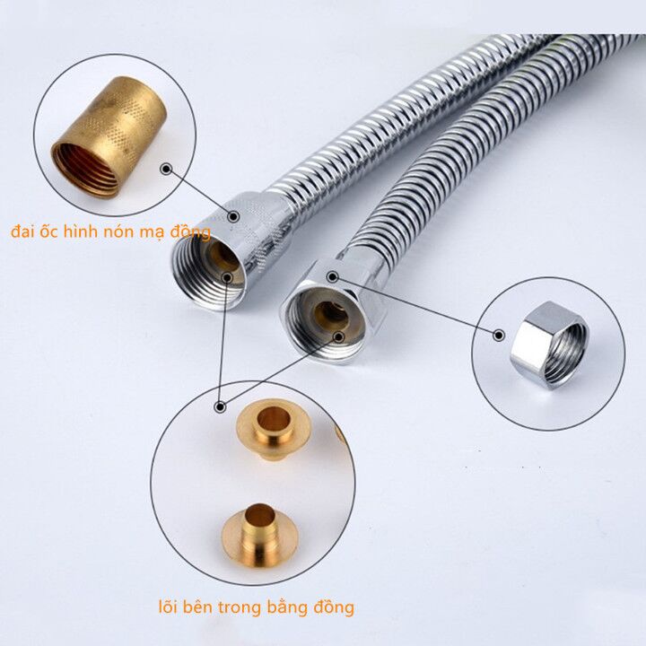 Bộ vòi sen 5 chức năng - dây cấp nước vòi sen lõi đồng cao cấp - giá treo vòi sen
