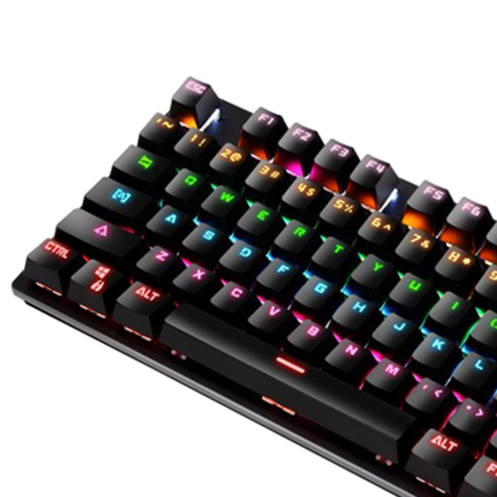 87 Keys Usb Wired Mechanical Keypad RGB Backlight Gaming PC Keyboard Black