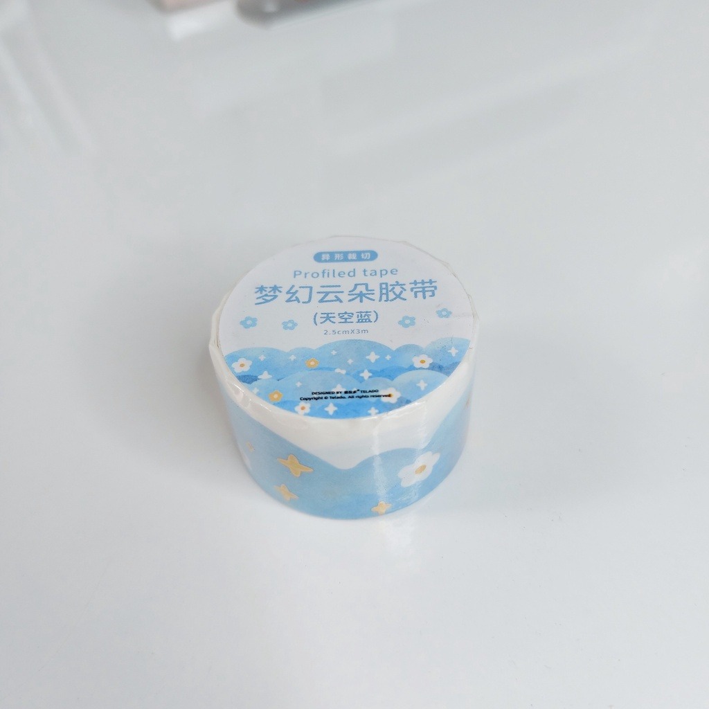 Washi tape Đám mây pastel 7 màu miếng dán sổ tay nhật ký bullet journal sổ còng văn phòng phẩm cute Lalunavn A83