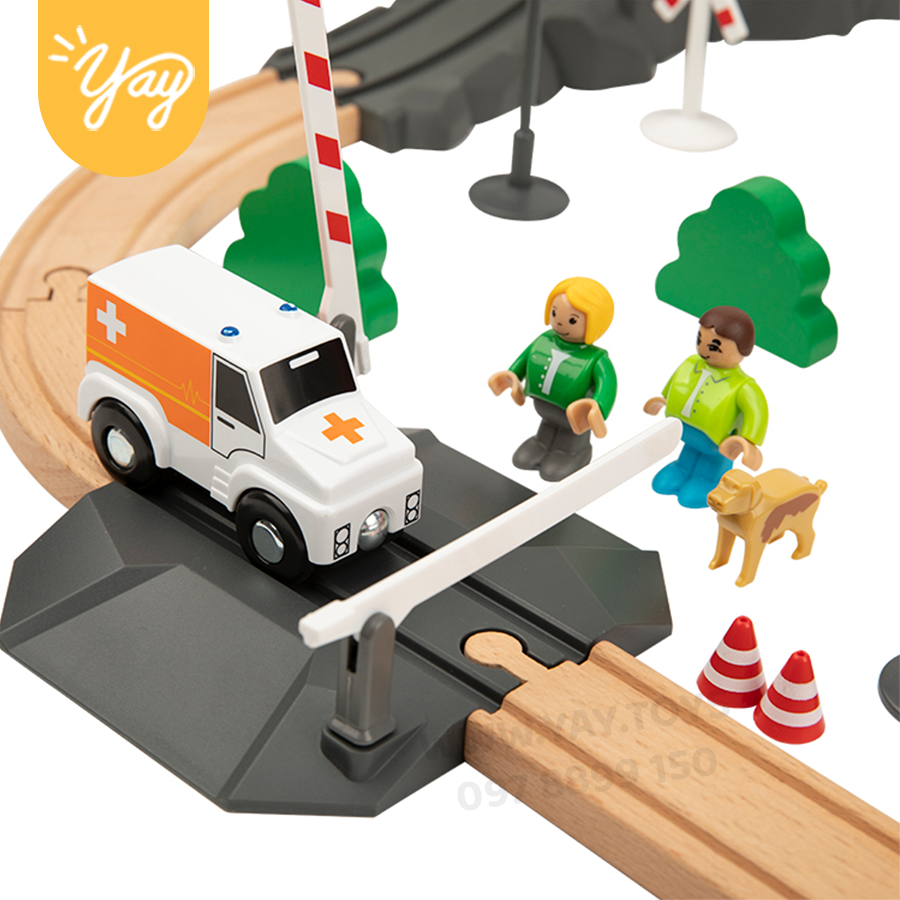 Mô Hình Đồ Chơi Đoàn Tàu Gỗ Từ 50-70 Chi Tiết Chạy Được Cho Bé 3+ - Tooky toy