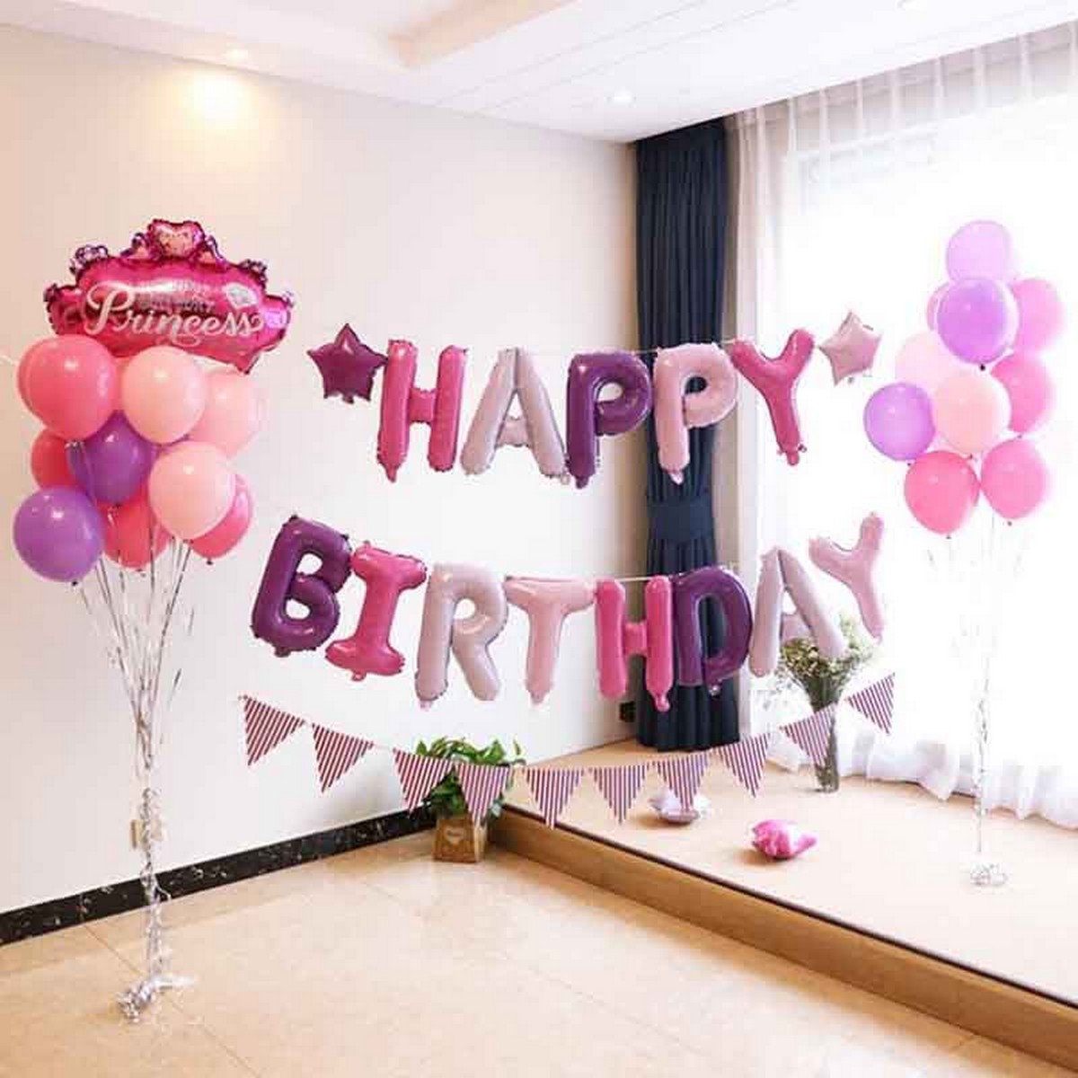 Bóng kiếng chữ Happy Birthday Pastel - Kool Style