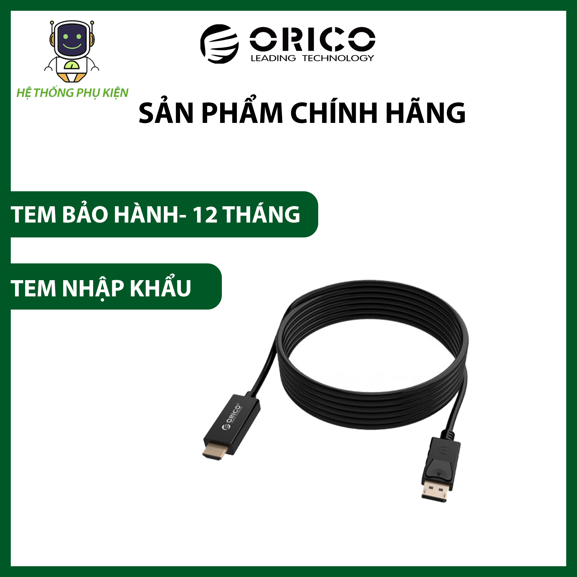 Đầu Chuyển Đổi Display Port Sang HDMI ORICO DPH-M18-BK- Hàng Chính Hãng