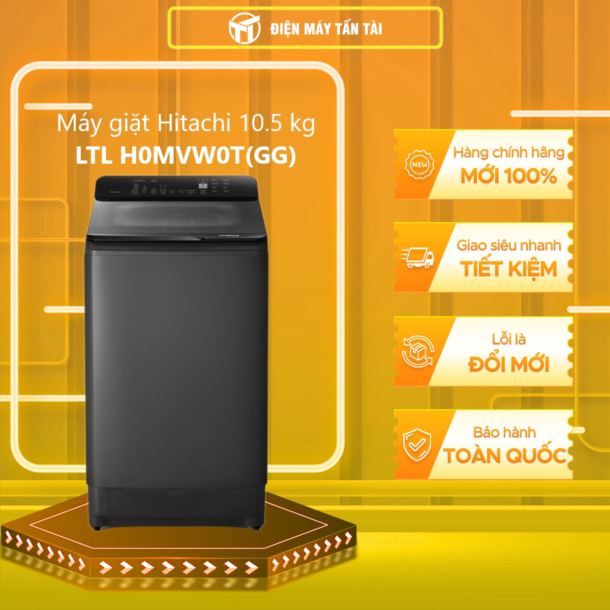 LTL H0MVW0T(GG) - Máy giặt Hitachi Inverter 10.5 kg LTL H0MVW0T(GG) - Màu xám đậm - Hàng chính hãng