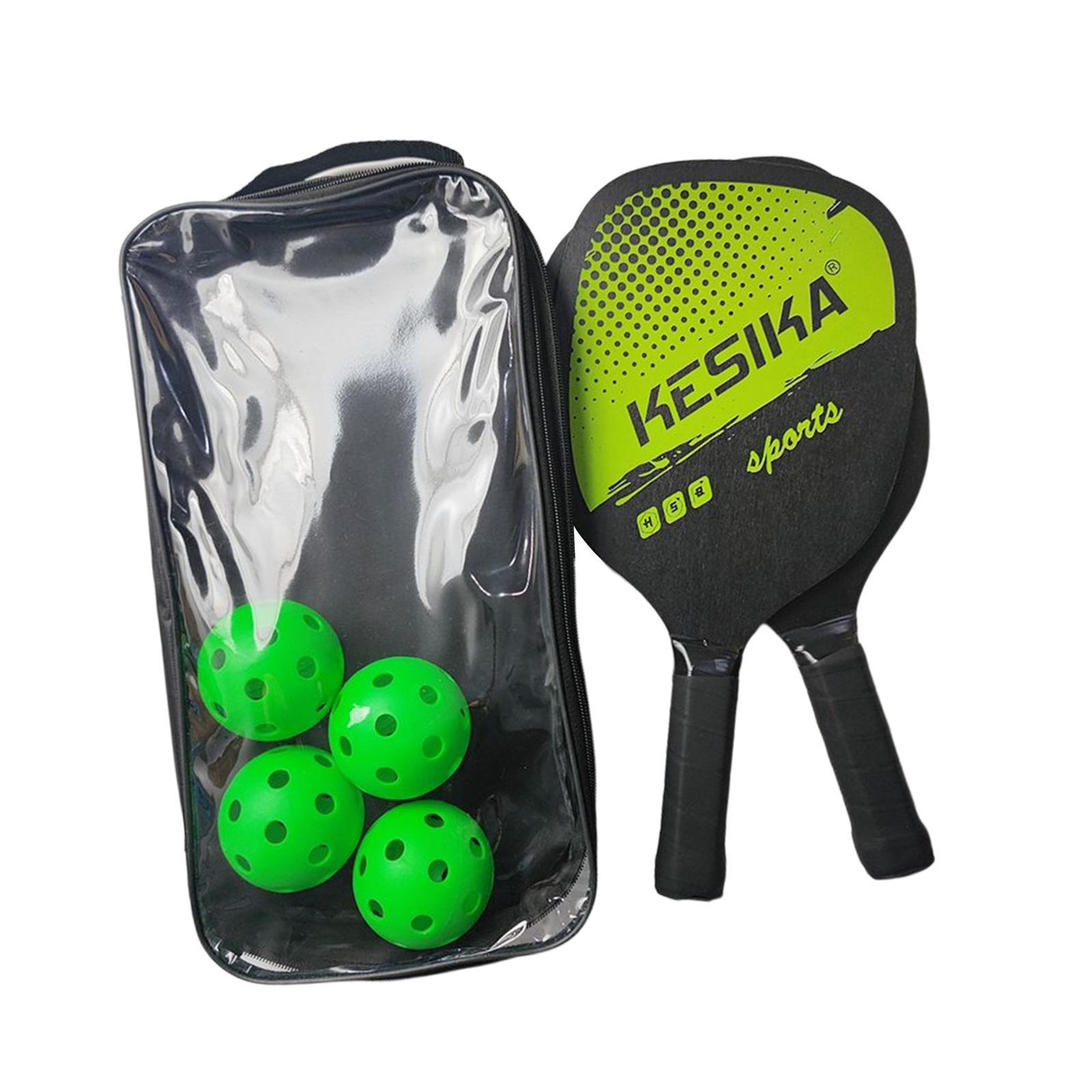 Pickleball Paddles Set Rackets Carry Bag Wood 4 Balls for Indoor Women Adults Equipment