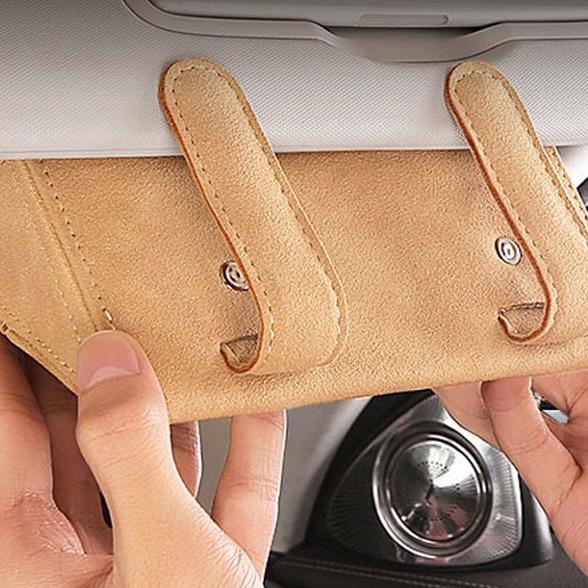 Hộp Đựng Mắt Kính Đa Năng Bằng Da Lộn Gắn Xe Hơi