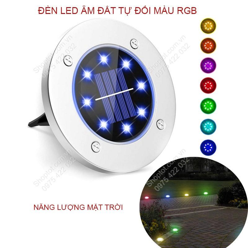 ĐÈN LED TỰ ĐỔI MÀU RGB NĂNG LƯỢNG MẶT TRỜI, 8 MẮT LED 0.8W CẮM SÂN VƯỜN