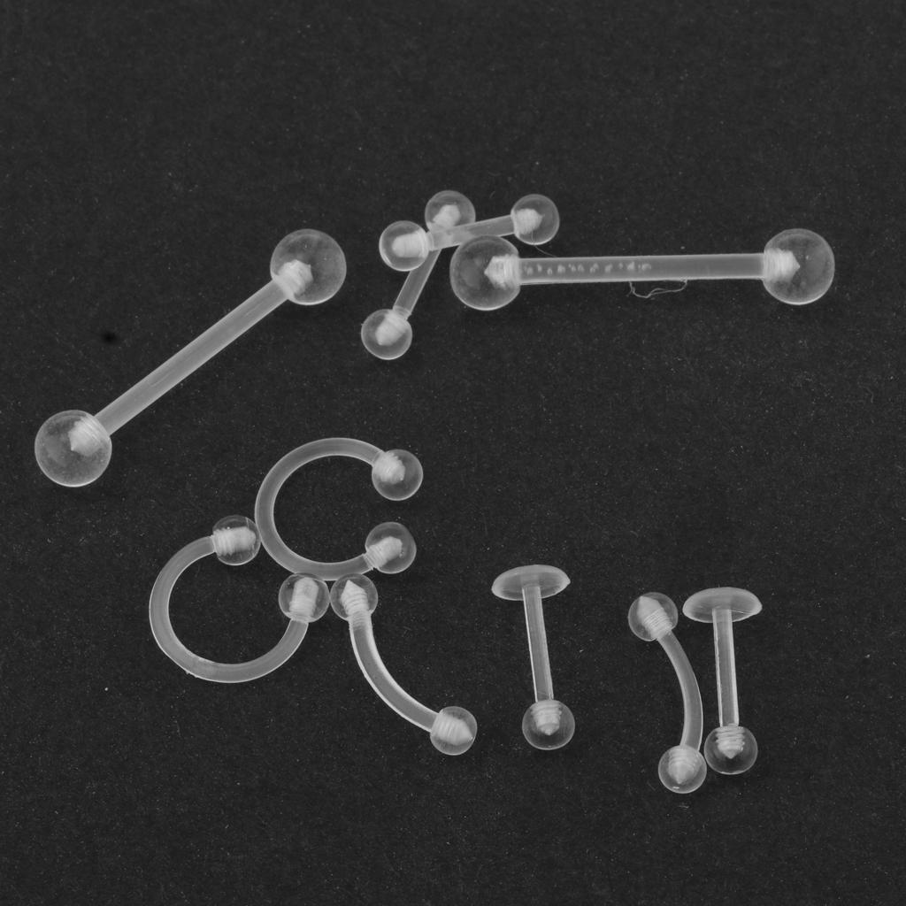 20Pcs Nose Stud Eyebrow Ring Acrylic Lip Bar Labret Retainer Body Jewelry