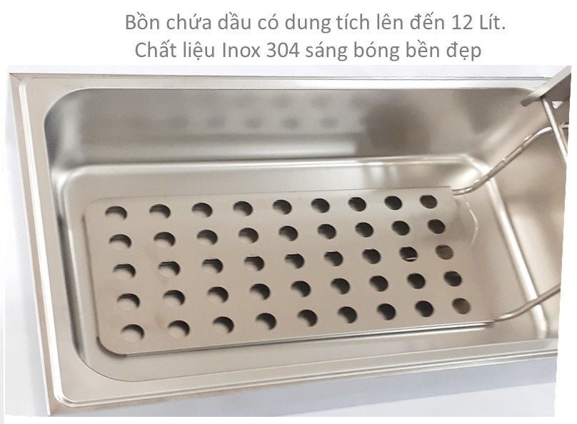 Bếp Chiên Nhúng Đơn 1 Khay 12 Lít 2 Giá Nhúng  3.500 W Chất Liệu Inox 304 Cách Nhiệt