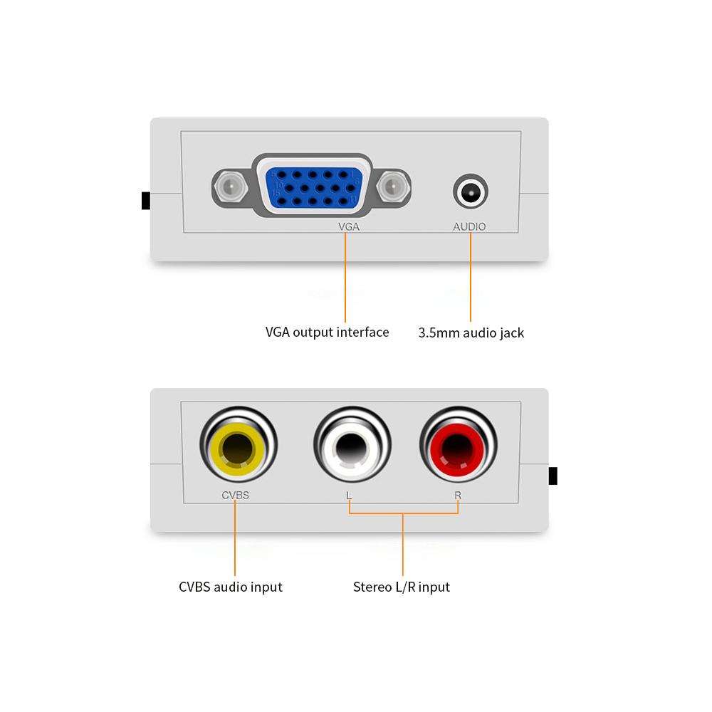 Bộ chuyển đổi VGA sang AV Bộ chuyển đổi nhỏ VGA sang AV Bộ chuyển đổi video ABS Shell cho TV / Máy tính