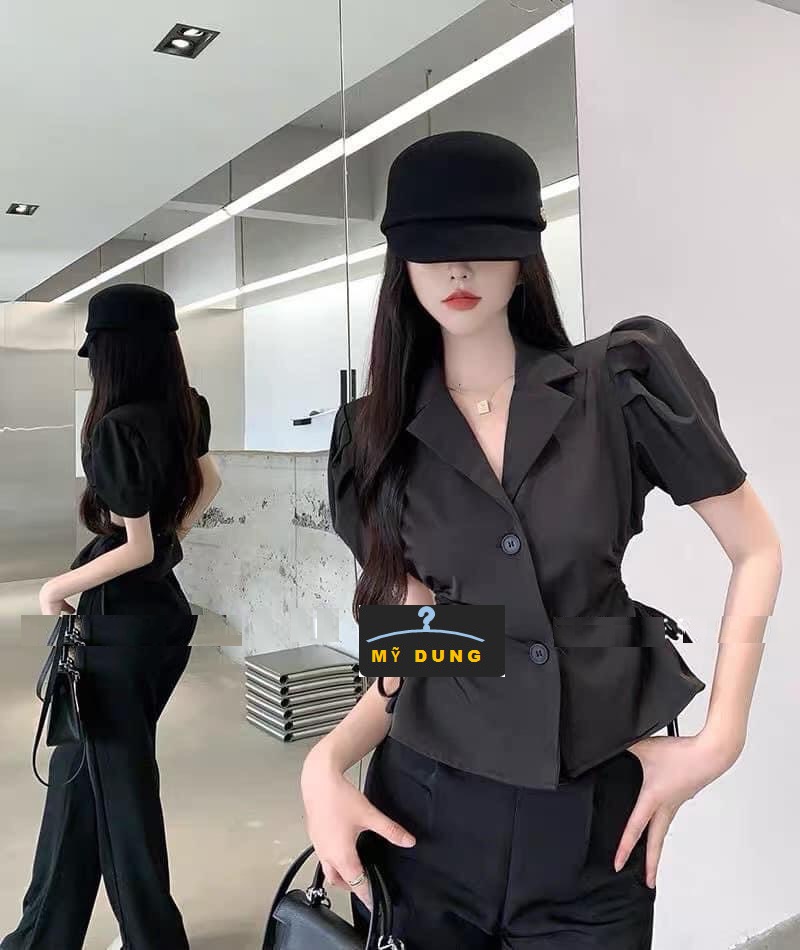 ÁO SƠ MI CORTOP CỔ VEST, DÂY RÚT SƯỜN TẠO EO- SIÊU ĐẸP- DỄ PHỐI ĐỒ