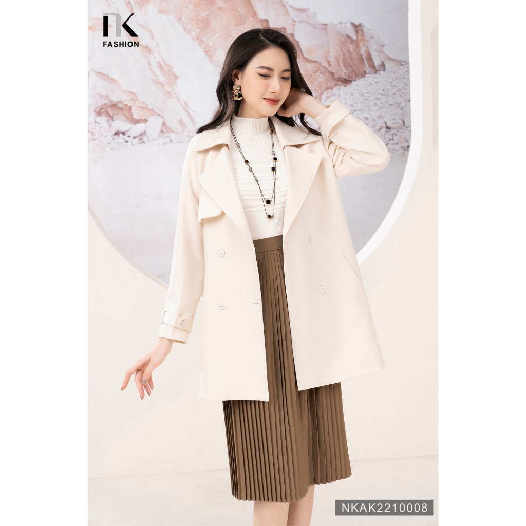 Áo Mangto Nữ Công Sở Hàn Quốc NK Fashion 4 Cúc Dáng Suông Chất Kaki Hàn Sang Trọng NKAK2210008