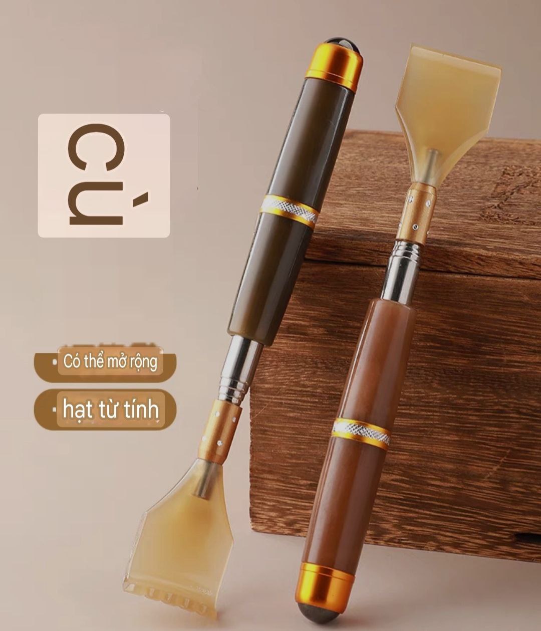 Dụng cụ Massage 2 in 1 Thu Gọn Kéo Dài 50cm Một Đầu Gãi Và By Lăn 360 Độ Từ Tính – Cây Massage Thần Thánh Gãi Lưng Bầm Huyệt Người già Người Trẻ Dùng Đều Khỏe Đẹp Làn Da