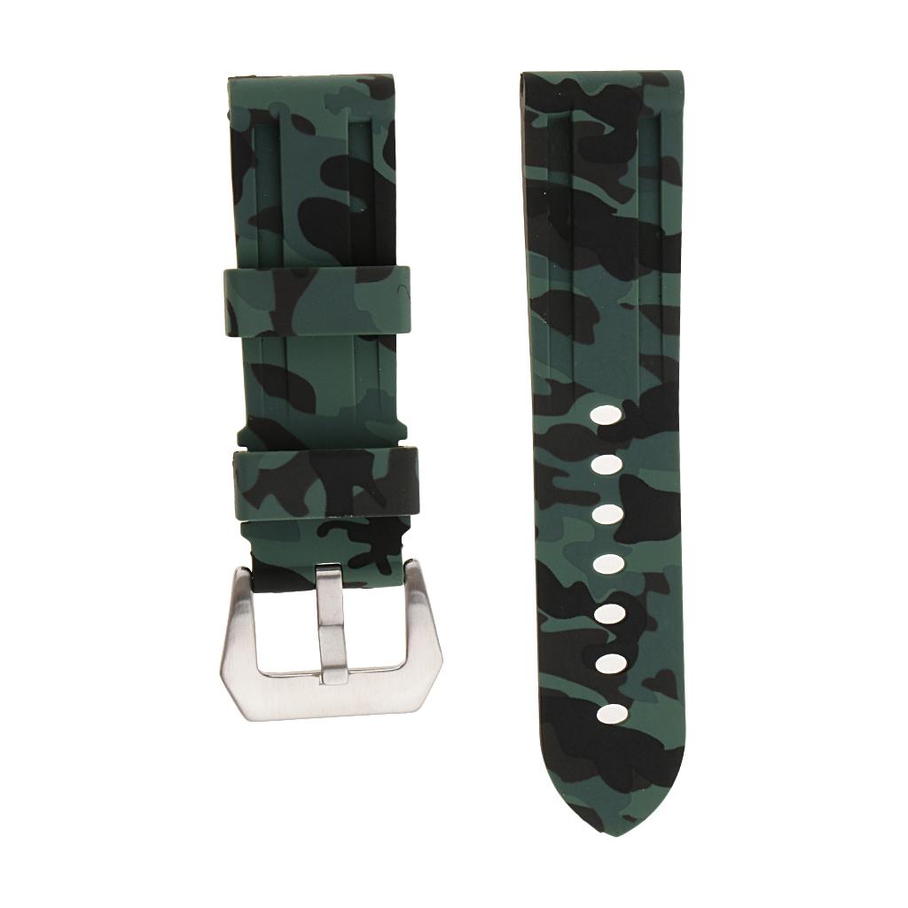 Silicone Rubber Waterproof Watch Strap for 24mm Sport Watch Band Replacement