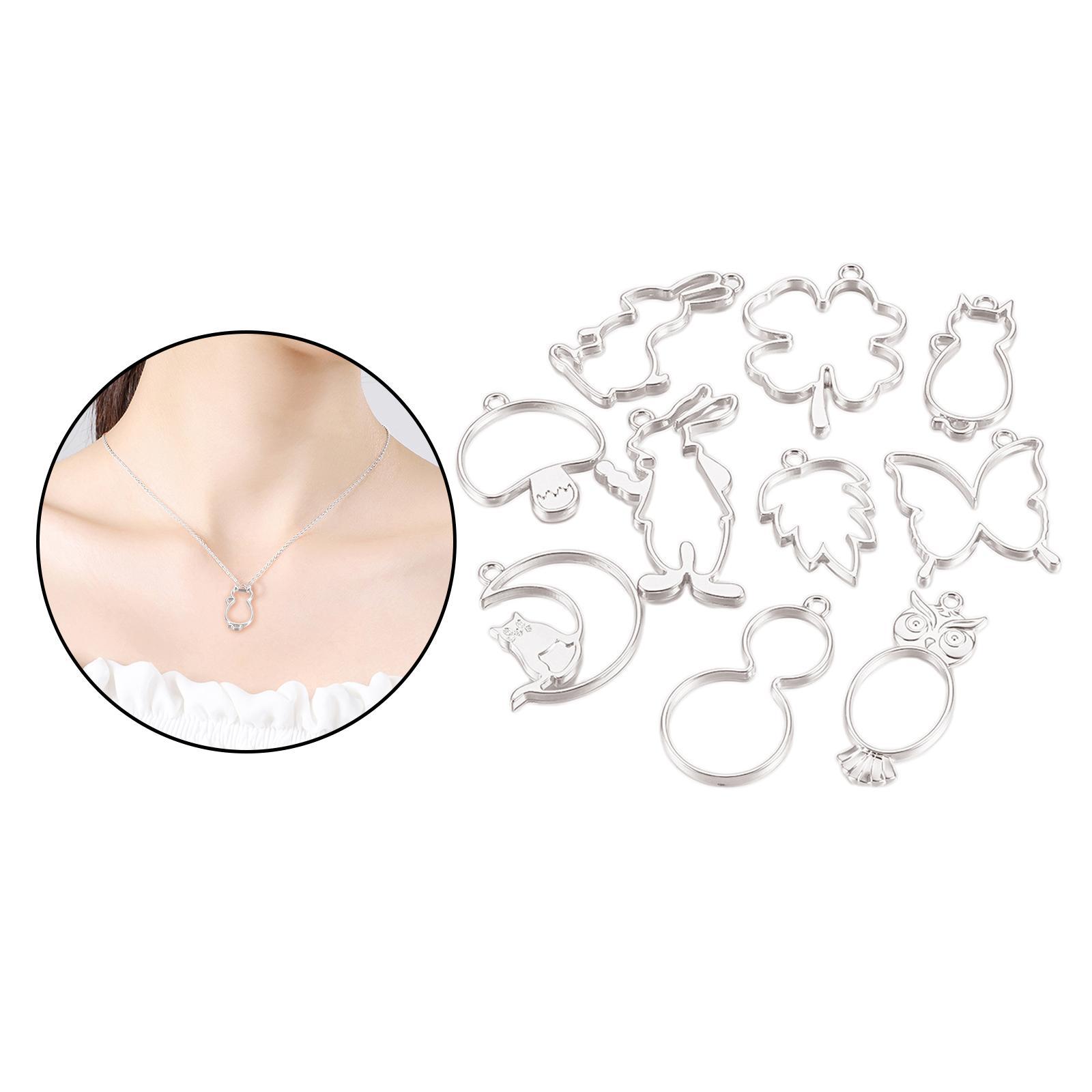 10x Open Back Bezel Charms Geometric Hollow Trays Charms Bezels for Earrings