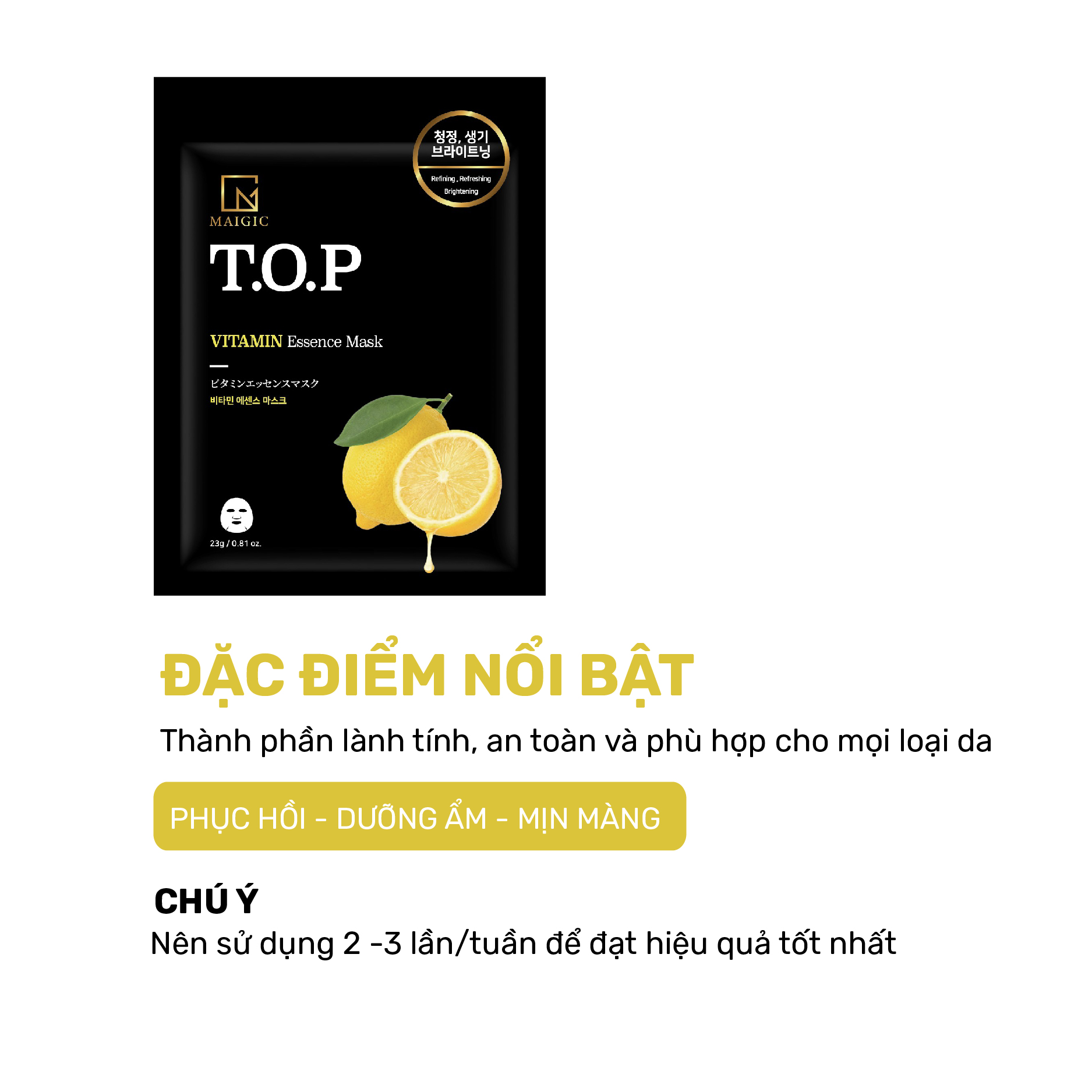 Mặt Nạ Giấy MAIGIC T.O.P VITAMIN Essence Mask 23g