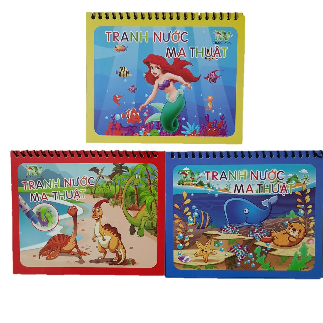 Tranh tô màu nước thần kỳ, dùng được nhiều lần, không dính bẩn tay - Kèm bút nước - Hàng chuẩn khổ ngang