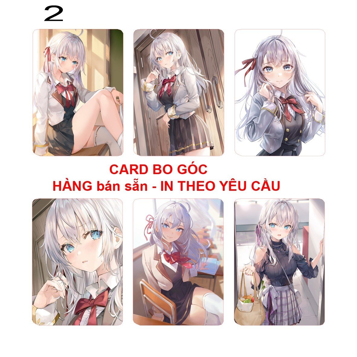 Card 6 hình Night Novel Arya-San bàn bên thi thoảng lại thả thính tôi bằng tiếng Nga/ Thẻ card anime Light Novel Arya-san