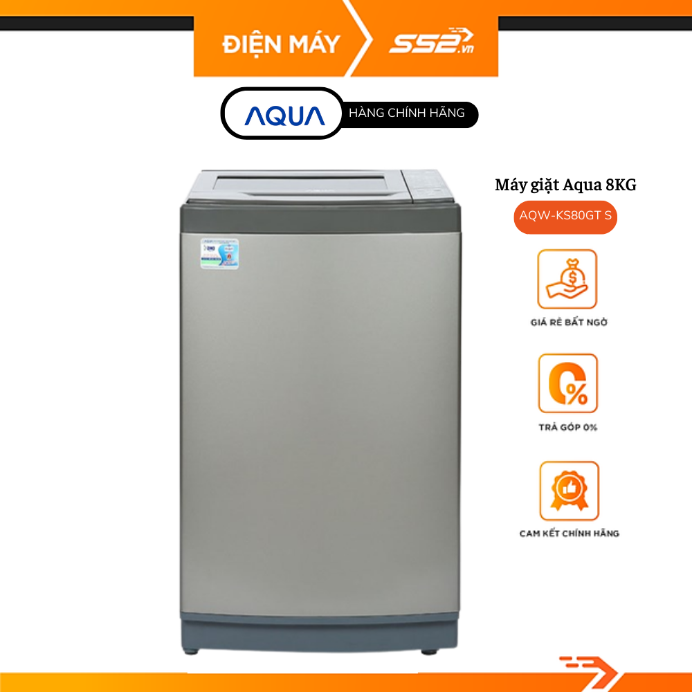 Máy giặt Aqua 8KG AQW-KS80GT S-Hàng Chính Hãng-Giao Hàng Toàn Quốc.