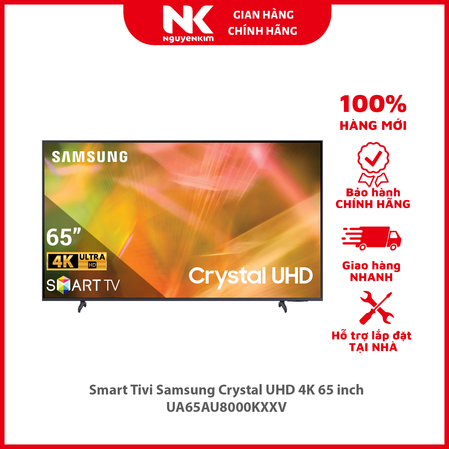 Smart Tivi Samsung Crystal UHD 4K 65 inch UA65AU8000KXXV - Hàng chính hãng