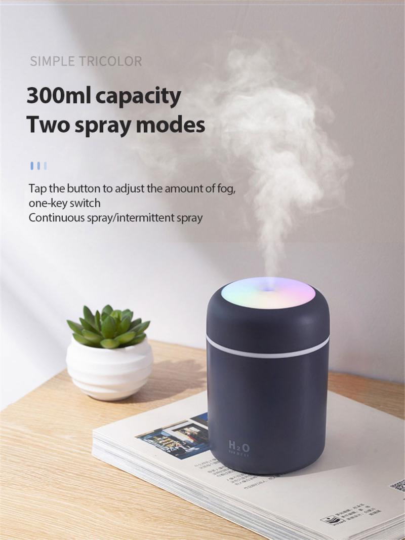 300Ml Máy Tạo Độ Ẩm Phun Sương Máy Khuếch Tán Lọc Không Khí Mát Thoáng Mát USB Thoáng Mát Phun Sương Dành Cho Bé Du Lịch Trẻ Em Ô Tô Với Nhiều Màu Sắc đèn Ngủ