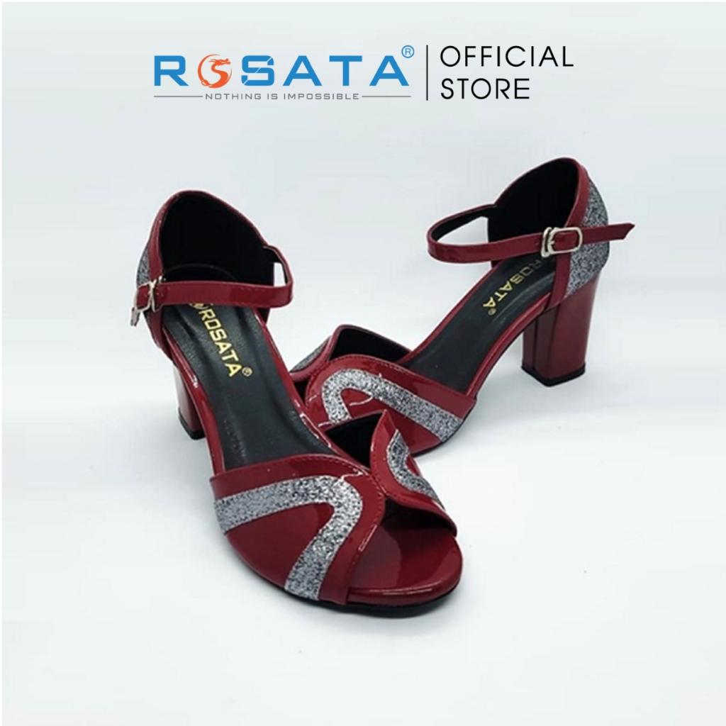 Dép nữ ROSATA RO268 giày cao gót 7 phân xỏ ngón công sở cao cấp mềm mại form dáng quai hậu khóa cài - ĐỎ
