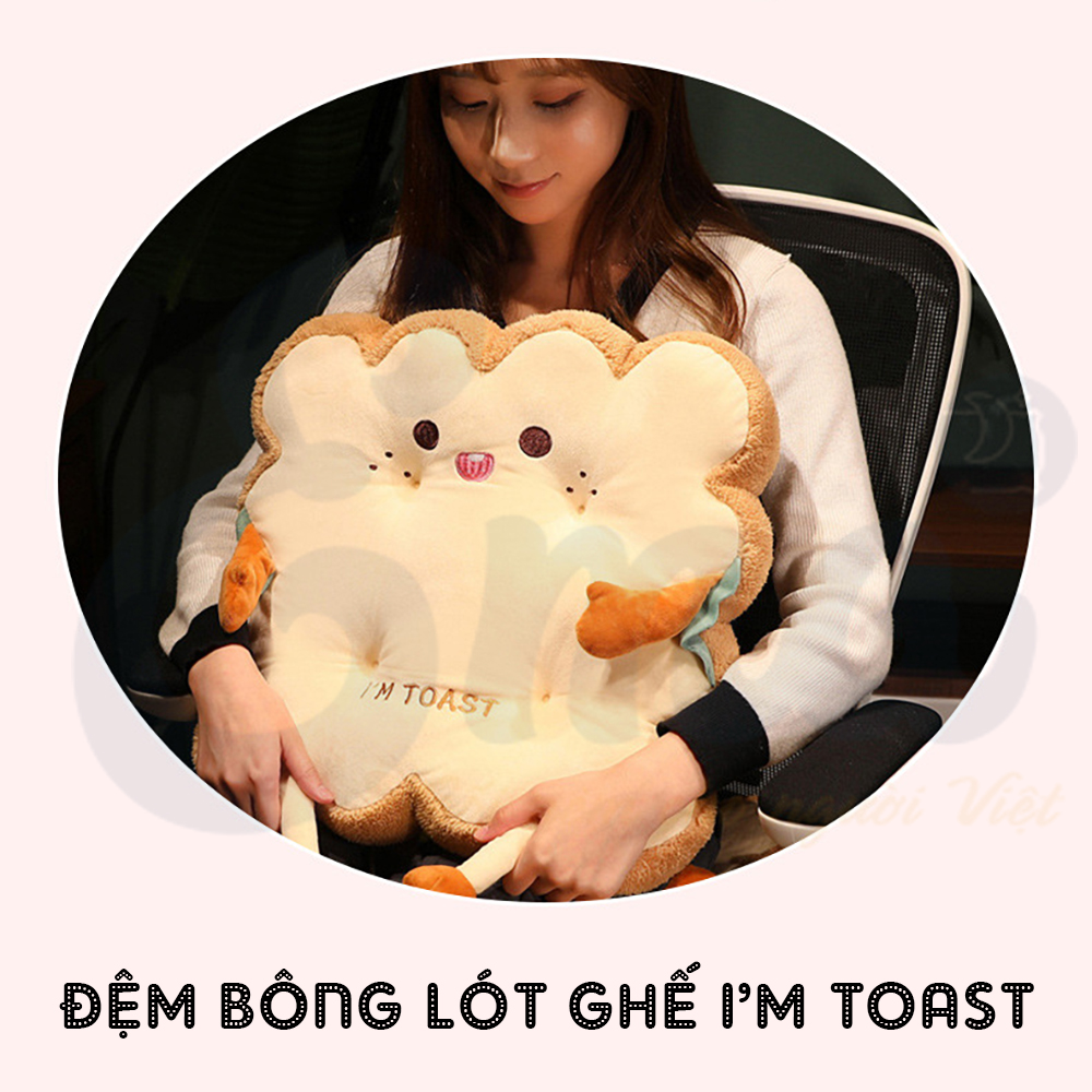 Đệm lót ghế văn phòng, đệm ngồi bệt kiểu Nhật hình bánh mỳ I'm Toast - Kích thước 40x40cm - Hàng nhập khẩu