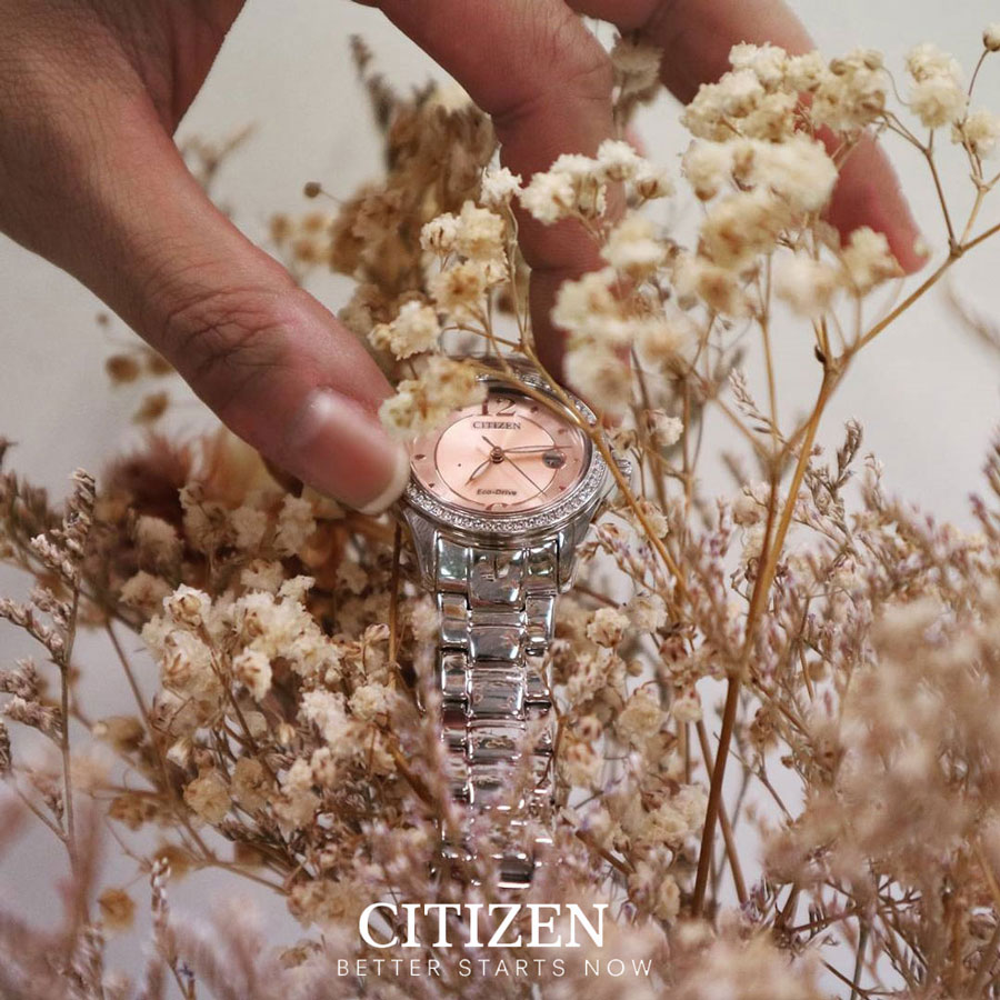 Đồng Hồ Nữ Citizen Đính Đá Swarovski Dây Thép Không Gỉ FE1140-51X - Mặt Hồng