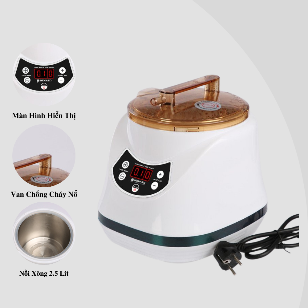 Máy Xông Hơi Giải Cảm Nevato NV-S8 Công Suất 1500W Dung Tích Nồi Xông 2.8 Lít