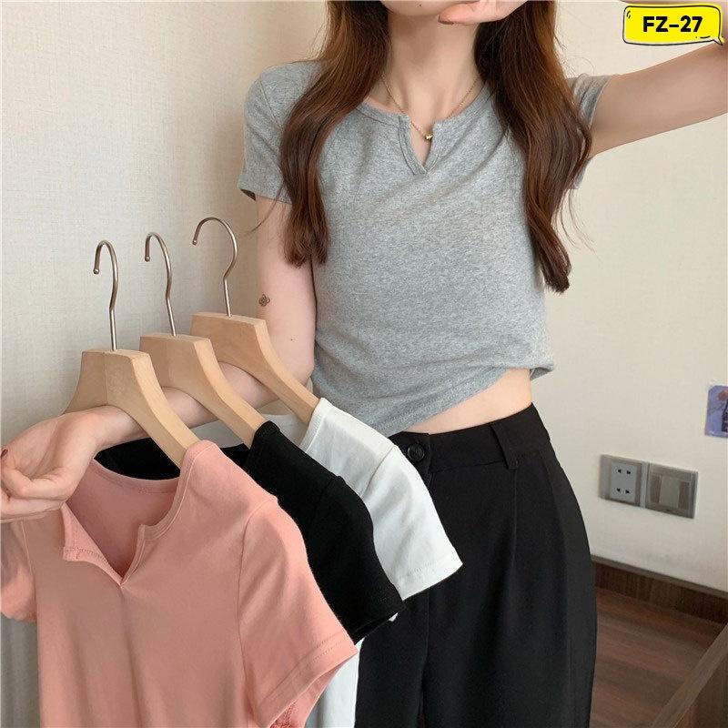 Áo Thun Nữ Cổ Xẻ Bóp Eo Chất Liệu Cotton Kích Cỡ Freesize FZ-027