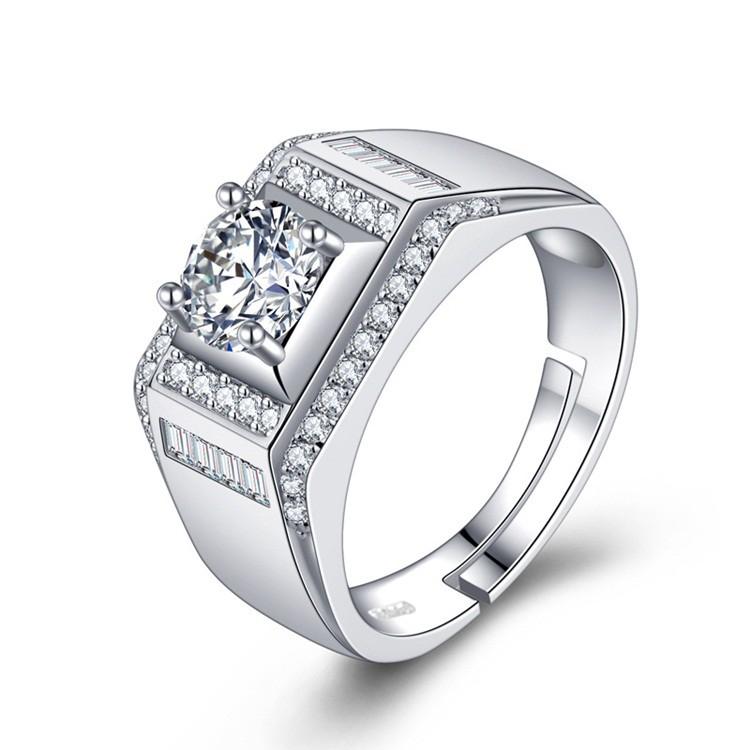 Nhẫn thời trang nam AKINGLUXURY AK40, bạc ý S925, nhẫn bạc nam đính đá sang trọng mới nhất 2021