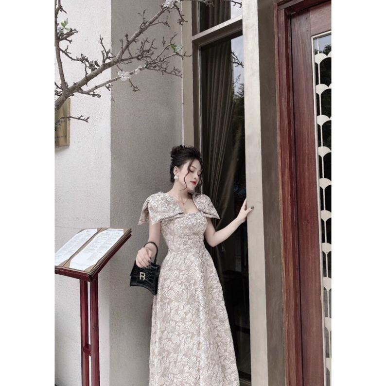 ĐẦM XOÈ GẤM XỐP NƠ VAI SIÊU XINH - Size M/L đến 57kg - MS226V MMR