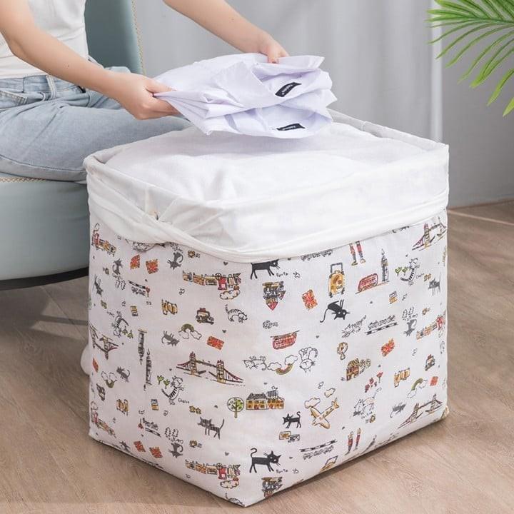 Túi vải họa tiết cỡ lớn 100L đựng chăn màn quần áo
