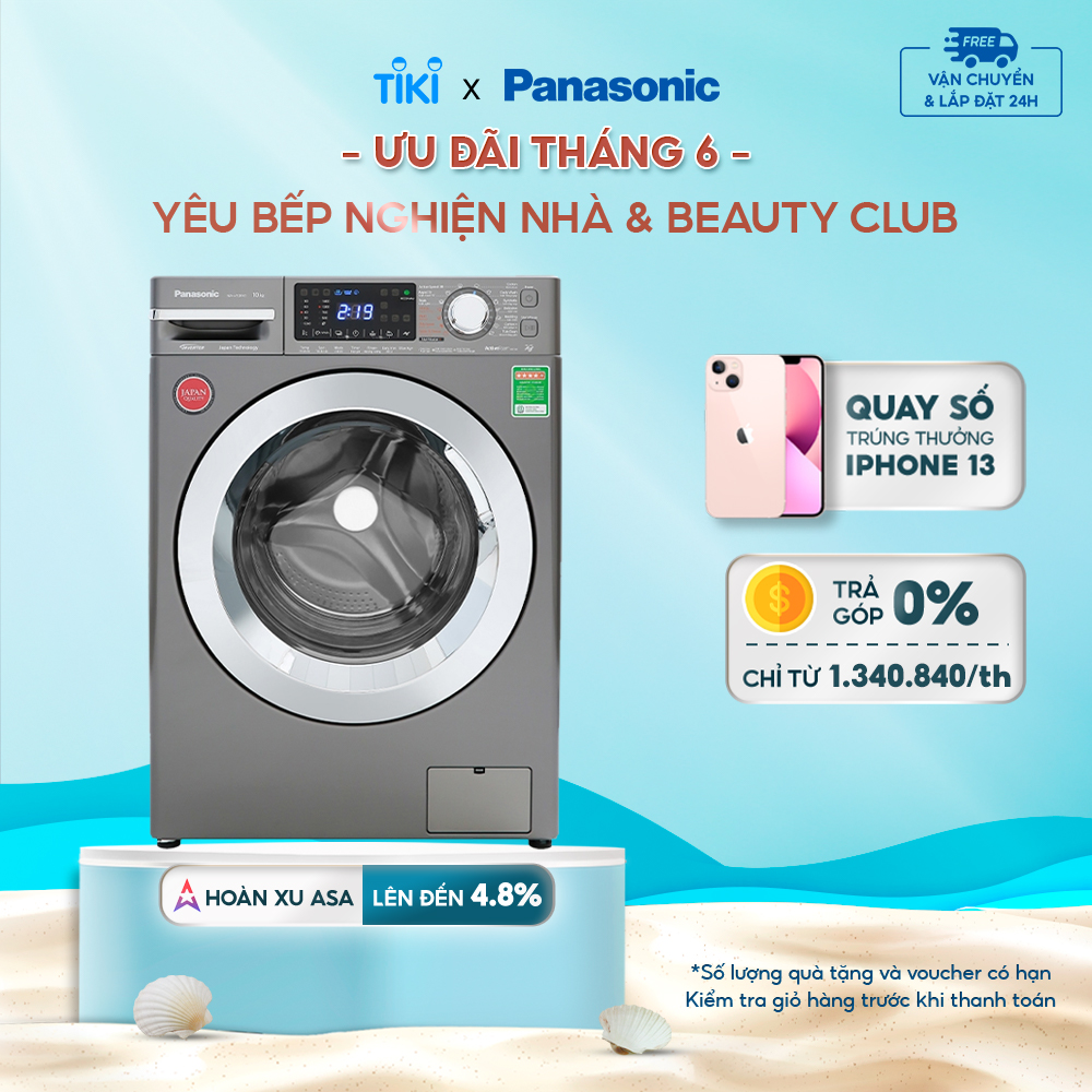 [Lắp đặt trong vòng 24h] Máy Giặt Cửa Trước Panasonic 9KG NA-V90FX2LVT - Diệt Khuẩn 99.9% - Hàng chính hãng