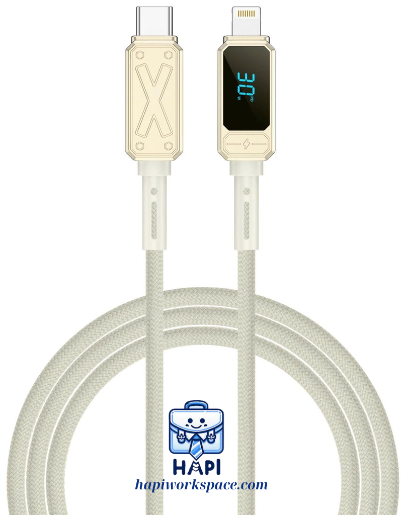 Cáp sạc hàng chính hãng WiWU Titan C to L Wi-C038, siêu bền, PD30W, có màn hiển thị