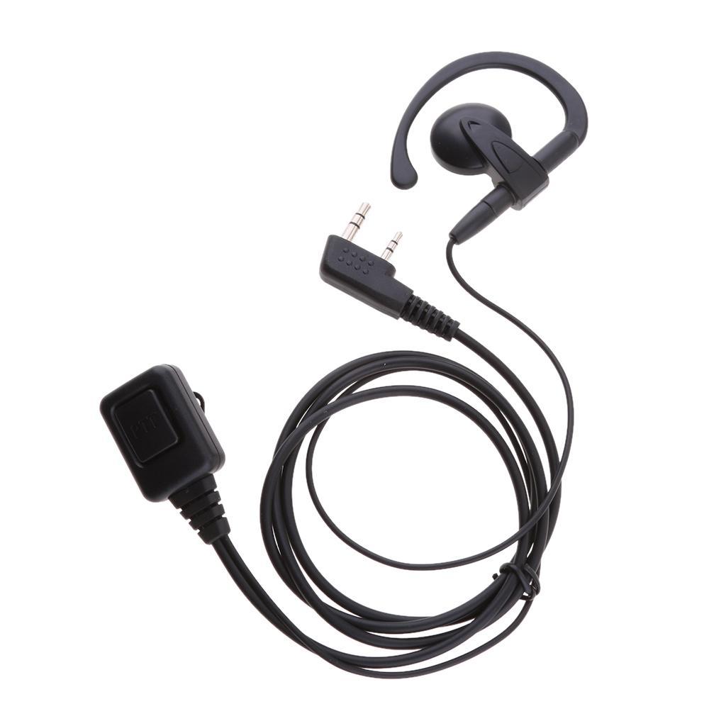 3X 2 Pin G-Shape Headset PTT Mic Earphone for   2  Black
