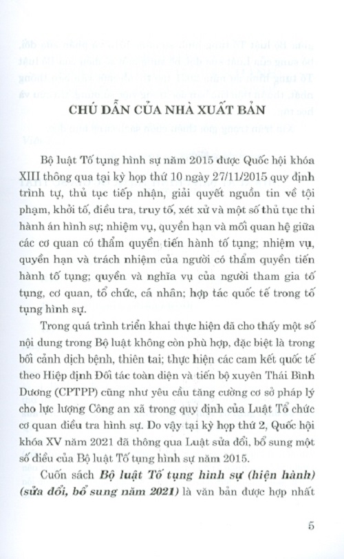 Sách Bộ luật Tố tụng Hình Sự Hiện Hành - Tái Bản Năm 2021 (NXB Chính Trị Quốc Gia Sự Thật)