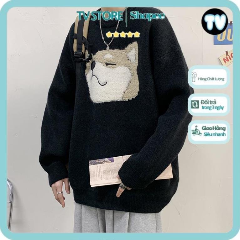Áo Nỉ Nam TVSTORE Áo Sweater dệt kim cổ tròn dáng rộng in hoạt hình thời trang thu đông cho nam 2021