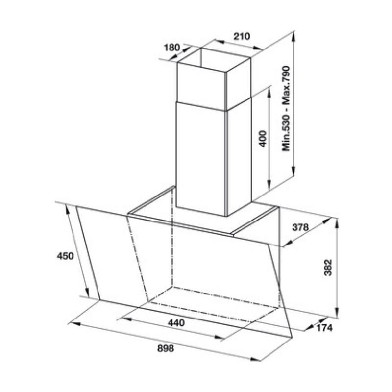 Máy Hút Mùi Áp Tường Hafele HH-WVG90C 533.89.013 - Điều Khiển Cảm Ứng - Hàng Chính Hãng