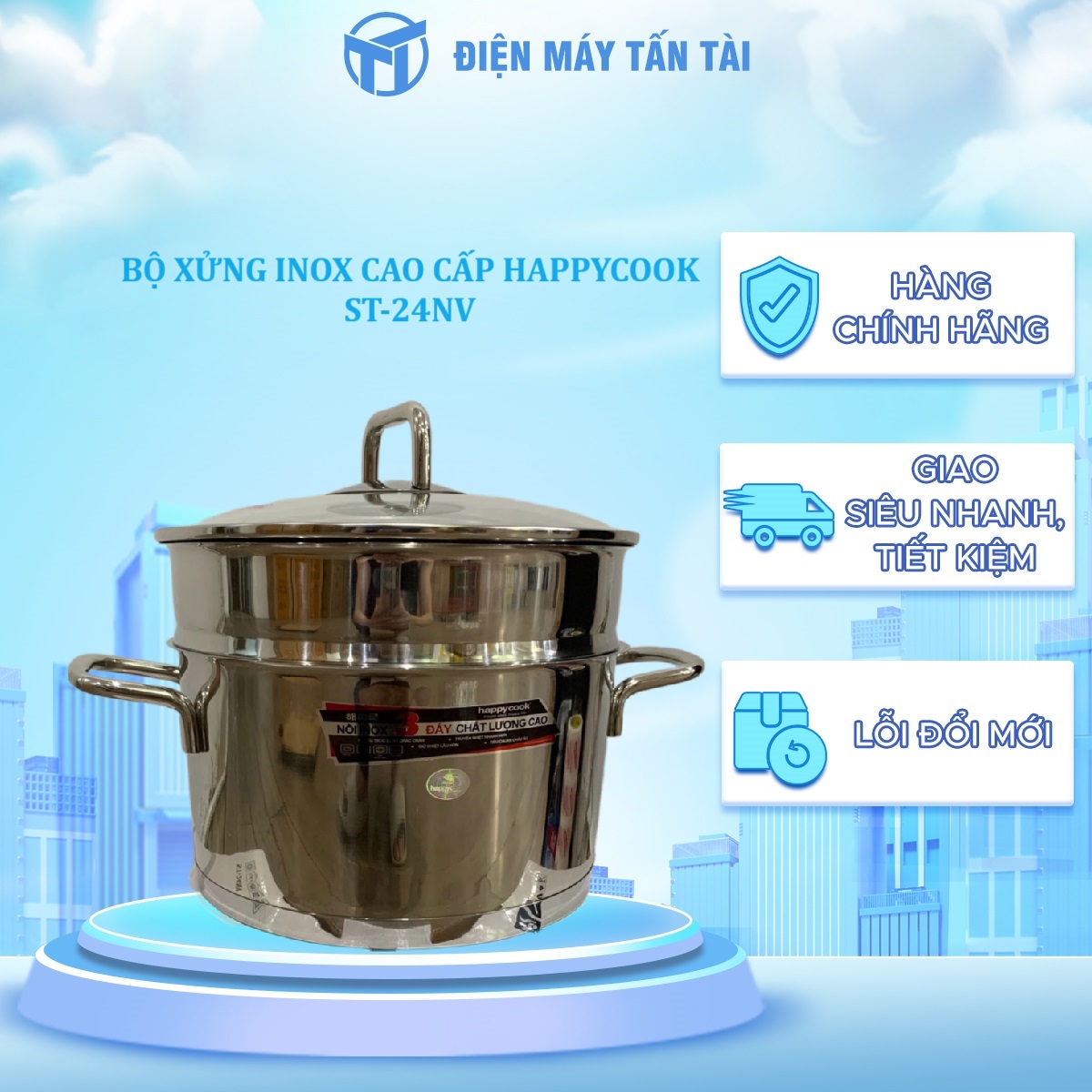 BỘ XỬNG INOX CAO CẤP HAPPYCOOK ST-24NV - Hàng chính hãng