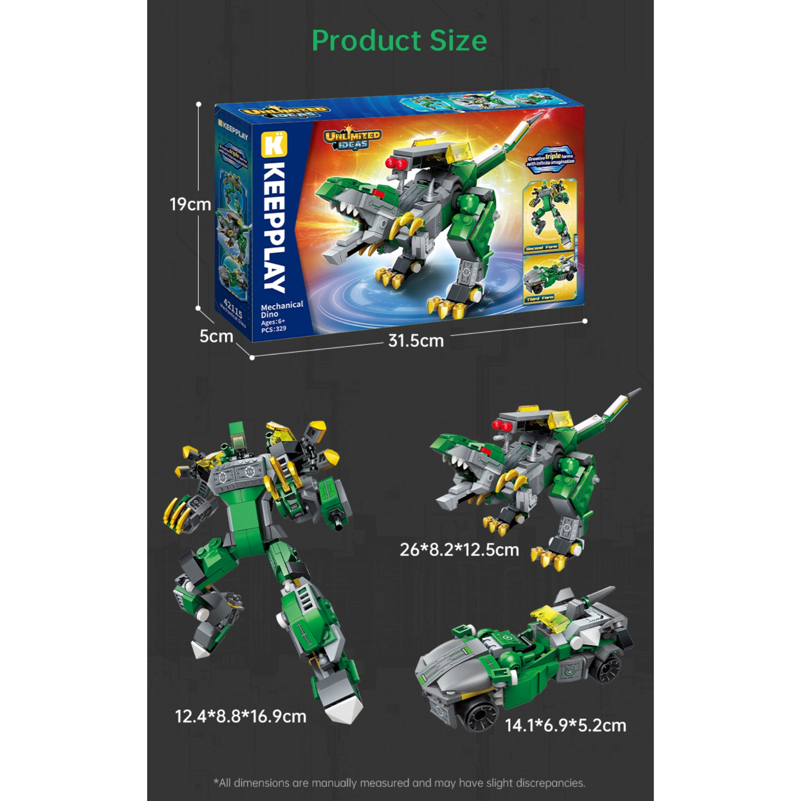 Đồ chơi lắp ráp, xếp hình K Keepplay 42115 - Robot xanh biến hình (329 mảnh ghép)